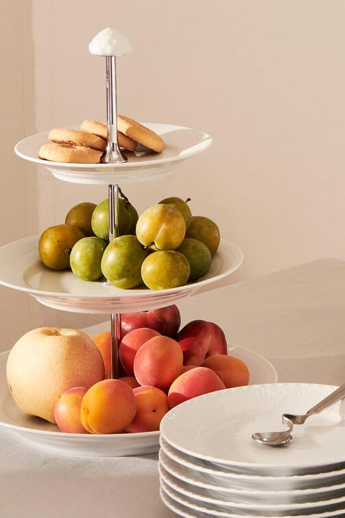 Hvid Riflet etagere, - 3 Lag
